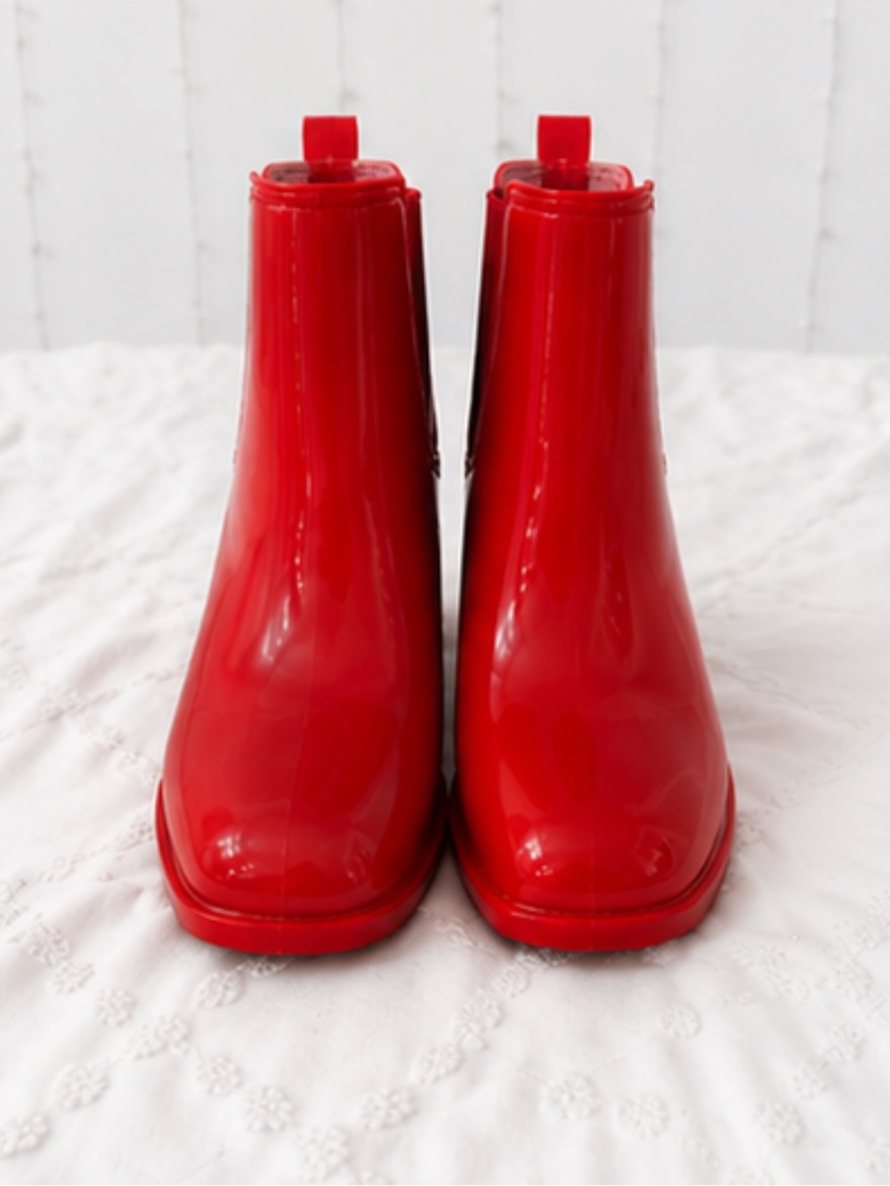 Jeffrey Campbell Red Jelly Rain Boots Ankle Booties Size 7 - Picture 3 of 7